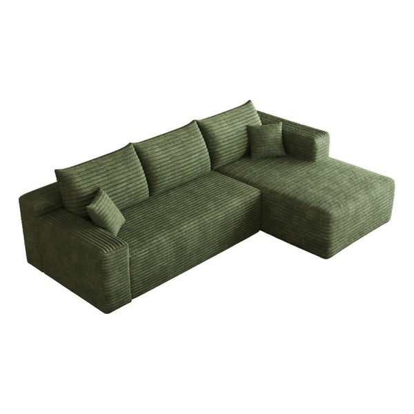 English Elm 95 Inch Cloud Sofa U Shaped Sectional Plush Corduroy Deep Seat Modern Living Room W2824P511000
