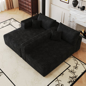 English Elm 103 Inch Deep Seat L Shaped Sectional Sofa in Plush Corduroy for Modern Living Rooms W2824P515741