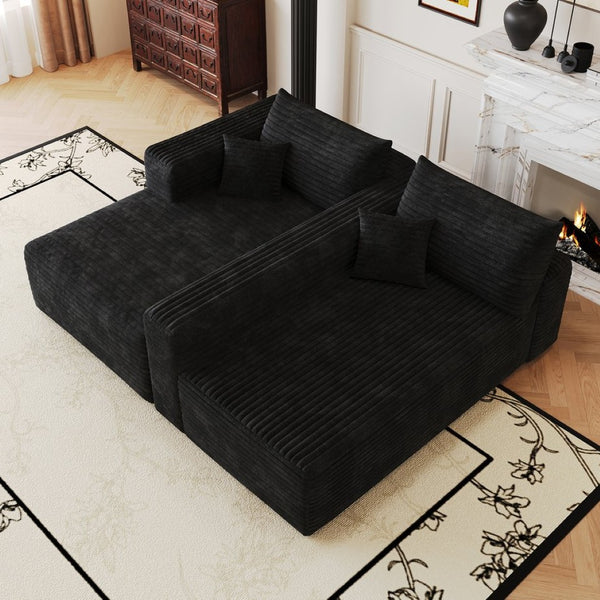 English Elm 103 Inch Deep Seat L Shaped Sectional Sofa in Plush Corduroy for Modern Living Rooms W2824P515741