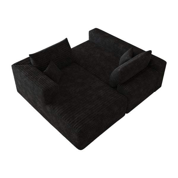 English Elm 103 Inch Deep Seat L Shaped Sectional Sofa in Plush Corduroy for Modern Living Rooms W2824P515741