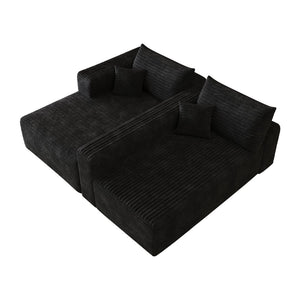 English Elm 103 Inch Deep Seat L Shaped Sectional Sofa in Plush Corduroy for Modern Living Rooms W2824P515741