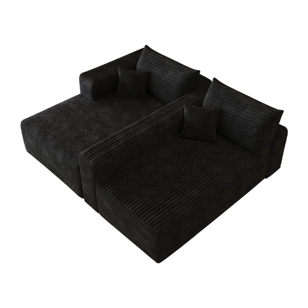 English Elm 103 Inch Deep Seat L Shaped Sectional Sofa in Plush Corduroy for Modern Living Rooms W2824P515741