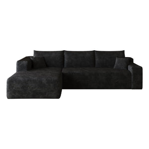 English Elm 103 Inch Deep Seat L Shaped Sectional Sofa in Plush Corduroy for Modern Living Rooms W2824P515741