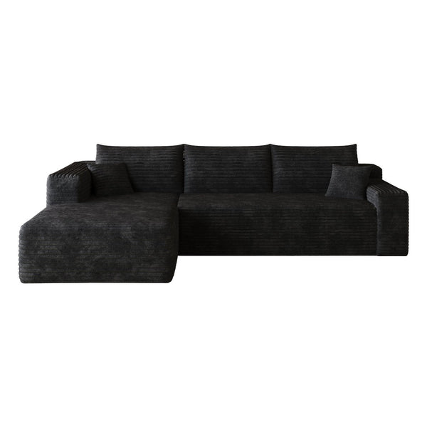 English Elm 103 Inch Deep Seat L Shaped Sectional Sofa in Plush Corduroy for Modern Living Rooms W2824P515741
