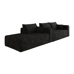 English Elm 103 Inch Deep Seat L Shaped Sectional Sofa in Plush Corduroy for Modern Living Rooms W2824P515741