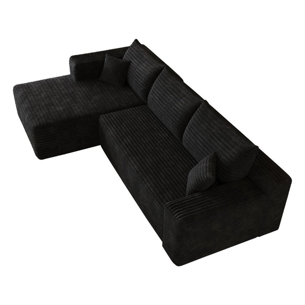 English Elm 103 Inch Deep Seat L Shaped Sectional Sofa in Plush Corduroy for Modern Living Rooms W2824P515741