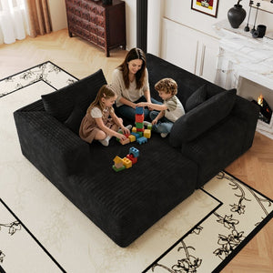 English Elm 103 Inch Deep Seat L Shaped Sectional Sofa in Plush Corduroy for Modern Living Rooms W2824P515741