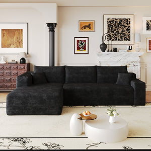 English Elm 103 Inch Deep Seat L Shaped Sectional Sofa in Plush Corduroy for Modern Living Rooms W2824P515741