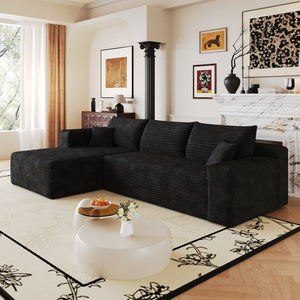 English Elm 103 Inch Deep Seat L Shaped Sectional Sofa in Plush Corduroy for Modern Living Rooms W2824P515741