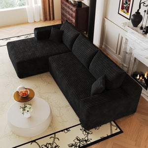 English Elm 103 Inch Deep Seat L Shaped Sectional Sofa in Plush Corduroy for Modern Living Rooms W2824P515741