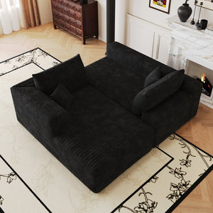 English Elm 103 Inch Deep Seat L Shaped Sectional Sofa in Plush Corduroy for Modern Living Rooms W2824P515741