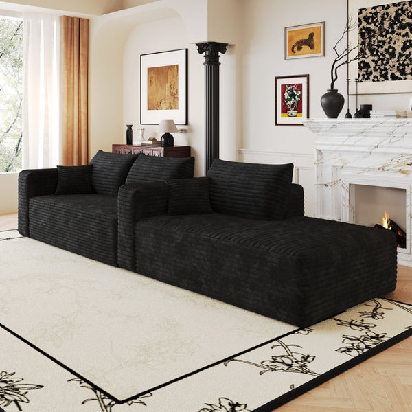 English Elm 103 Inch Cloud Sectional Corduroy L Shaped Sofa Deep Seat Living Room Corner Couch W2824P515742