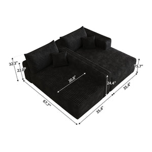 English Elm 103 Inch Cloud Sectional Corduroy L Shaped Sofa Deep Seat Living Room Corner Couch W2824P515742