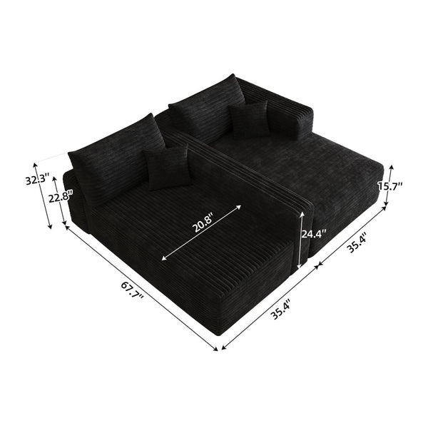 English Elm 103 Inch Cloud Sectional Corduroy L Shaped Sofa Deep Seat Living Room Corner Couch W2824P515742