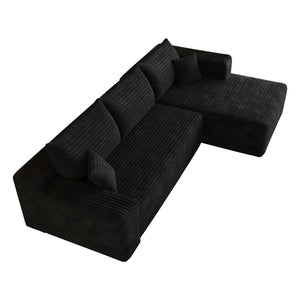 English Elm 103 Inch Cloud Sectional Corduroy L Shaped Sofa Deep Seat Living Room Corner Couch W2824P515742