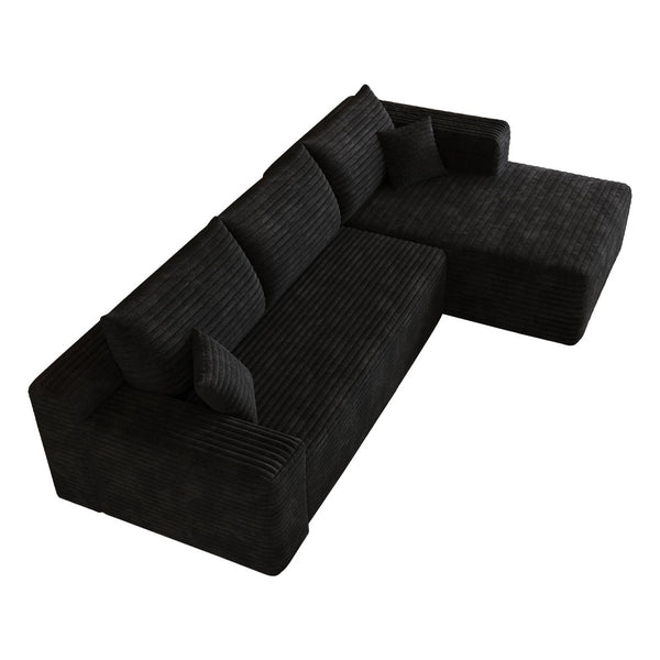 English Elm 103 Inch Cloud Sectional Corduroy L Shaped Sofa Deep Seat Living Room Corner Couch W2824P515742