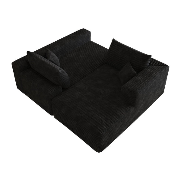 English Elm 103 Inch Cloud Sectional Corduroy L Shaped Sofa Deep Seat Living Room Corner Couch W2824P515742