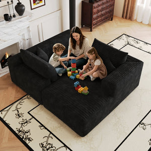English Elm 103 Inch Cloud Sectional Corduroy L Shaped Sofa Deep Seat Living Room Corner Couch W2824P515742