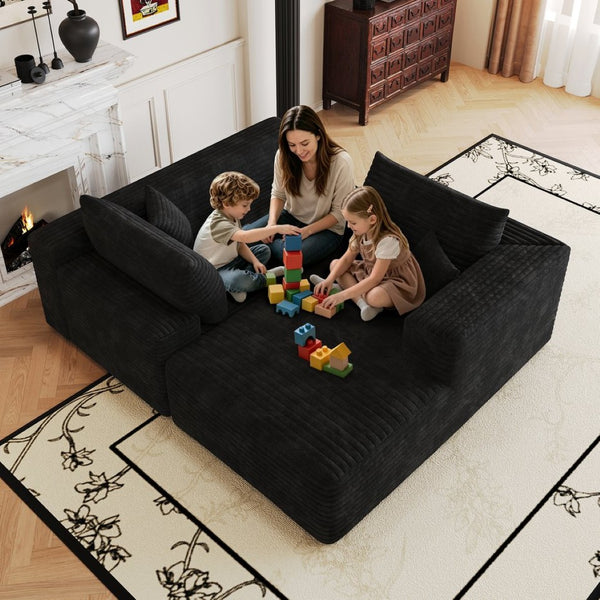 English Elm 103 Inch Cloud Sectional Corduroy L Shaped Sofa Deep Seat Living Room Corner Couch W2824P515742