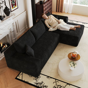 English Elm 103 Inch Cloud Sectional Corduroy L Shaped Sofa Deep Seat Living Room Corner Couch W2824P515742