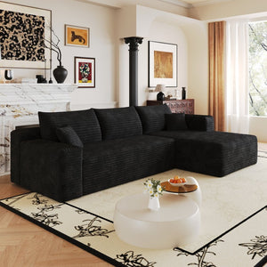 English Elm 103 Inch Cloud Sectional Corduroy L Shaped Sofa Deep Seat Living Room Corner Couch W2824P515742