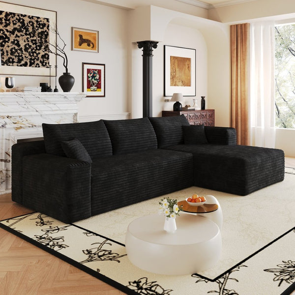 English Elm 103 Inch Cloud Sectional Corduroy L Shaped Sofa Deep Seat Living Room Corner Couch W2824P515742