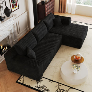 English Elm 103 Inch Cloud Sectional Corduroy L Shaped Sofa Deep Seat Living Room Corner Couch W2824P515742