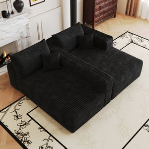 English Elm 103 Inch Cloud Sectional Corduroy L Shaped Sofa Deep Seat Living Room Corner Couch W2824P515742
