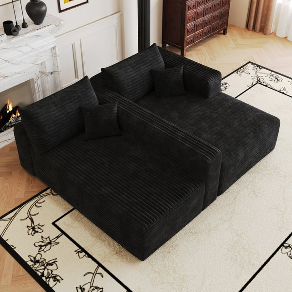 English Elm 103 Inch Cloud Sectional Corduroy L Shaped Sofa Deep Seat Living Room Corner Couch W2824P515742