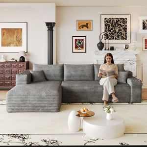 English Elm 103 Inch Cloud Sectional Corduroy L Shaped Sofa Deep Seat Minimalist Living Room Couch W2824P515744