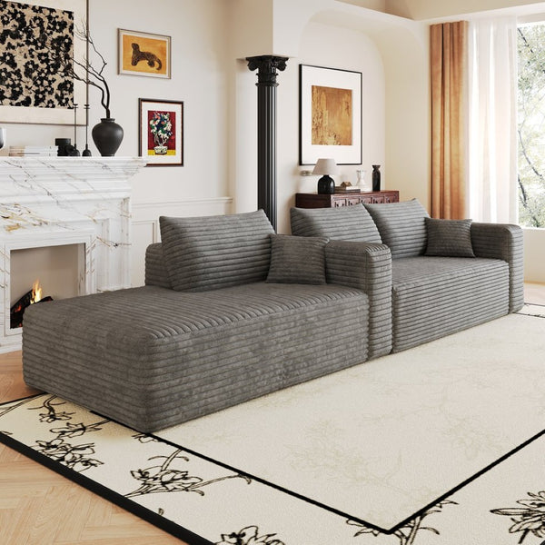 English Elm 103 Inch Cloud Sectional Corduroy L Shaped Sofa Deep Seat Minimalist Living Room Couch W2824P515744