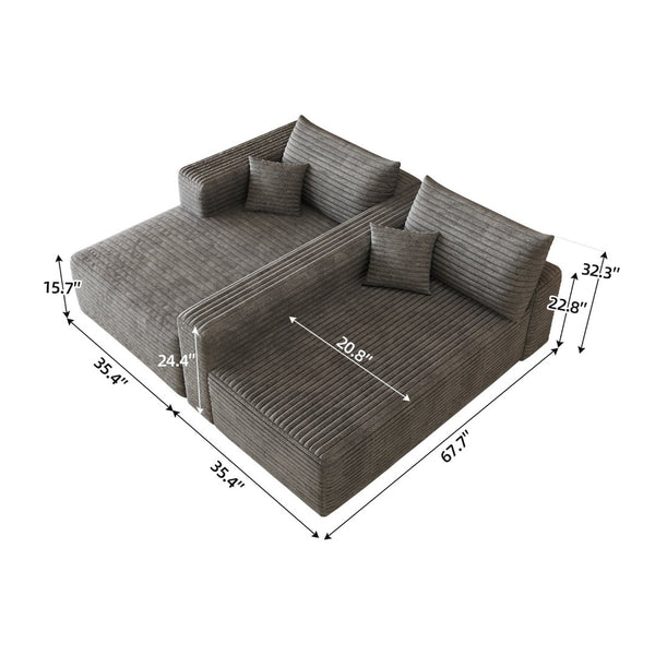 English Elm 103 Inch Cloud Sectional Corduroy L Shaped Sofa Deep Seat Minimalist Living Room Couch W2824P515744
