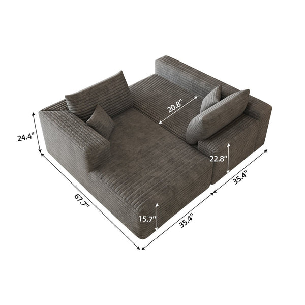 English Elm 103 Inch Cloud Sectional Corduroy L Shaped Sofa Deep Seat Minimalist Living Room Couch W2824P515744
