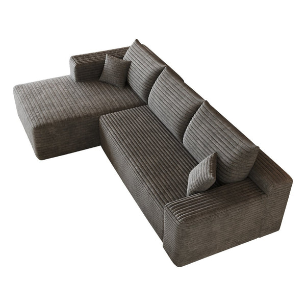 English Elm 103 Inch Cloud Sectional Corduroy L Shaped Sofa Deep Seat Minimalist Living Room Couch W2824P515744