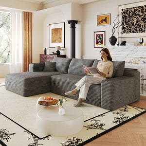 English Elm 103 Inch Cloud Sectional Corduroy L Shaped Sofa Deep Seat Minimalist Living Room Couch W2824P515744