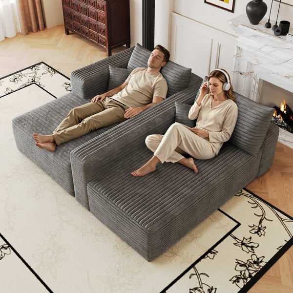 English Elm 103 Inch Cloud Sectional Corduroy L Shaped Sofa Deep Seat Minimalist Living Room Couch W2824P515744