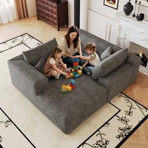 English Elm 103 Inch Cloud Sectional Corduroy L Shaped Sofa Deep Seat Minimalist Living Room Couch W2824P515744