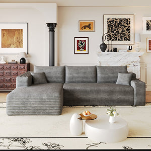 English Elm 103 Inch Cloud Sectional Corduroy L Shaped Sofa Deep Seat Minimalist Living Room Couch W2824P515744