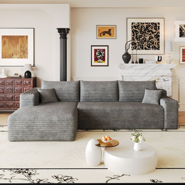 English Elm 103 Inch Cloud Sectional Corduroy L Shaped Sofa Deep Seat Minimalist Living Room Couch W2824P515744