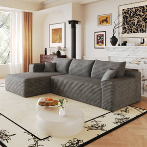 English Elm 103 Inch Cloud Sectional Corduroy L Shaped Sofa Deep Seat Minimalist Living Room Couch W2824P515744