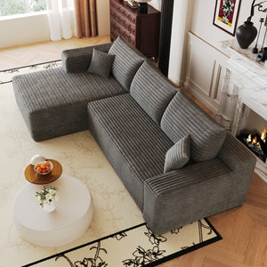English Elm 103 Inch Cloud Sectional Corduroy L Shaped Sofa Deep Seat Minimalist Living Room Couch W2824P515744
