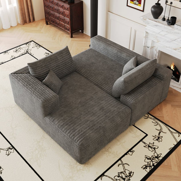 English Elm 103 Inch Cloud Sectional Corduroy L Shaped Sofa Deep Seat Minimalist Living Room Couch W2824P515744
