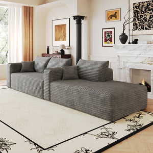 English Elm 103 Inch Cloud Sectional L Shaped Sofa Plush Corduroy Deep Seat Minimalist Lounge W2824P515745