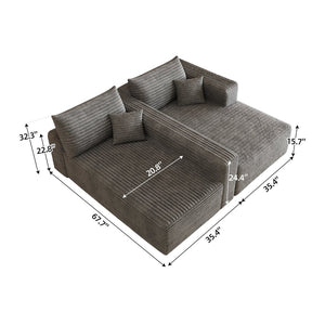 English Elm 103 Inch Cloud Sectional L Shaped Sofa Plush Corduroy Deep Seat Minimalist Lounge W2824P515745