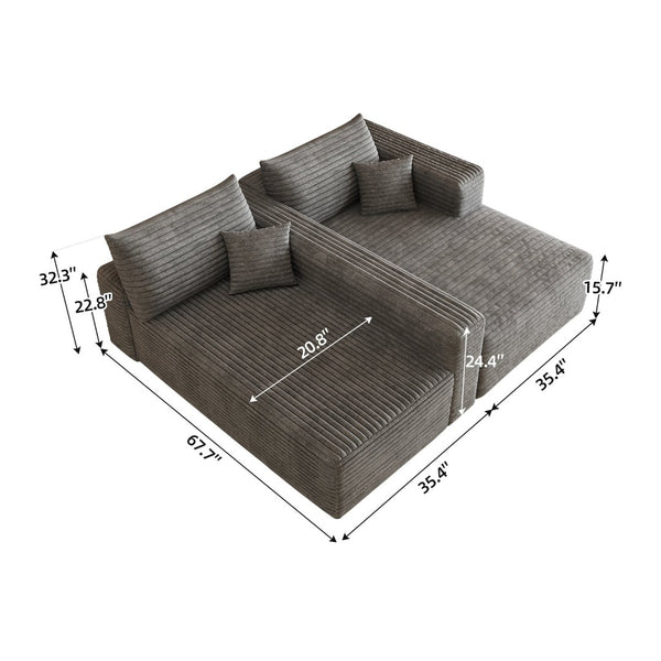 English Elm 103 Inch Cloud Sectional L Shaped Sofa Plush Corduroy Deep Seat Minimalist Lounge W2824P515745