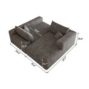 English Elm 103 Inch Cloud Sectional L Shaped Sofa Plush Corduroy Deep Seat Minimalist Lounge W2824P515745