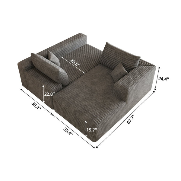 English Elm 103 Inch Cloud Sectional L Shaped Sofa Plush Corduroy Deep Seat Minimalist Lounge W2824P515745