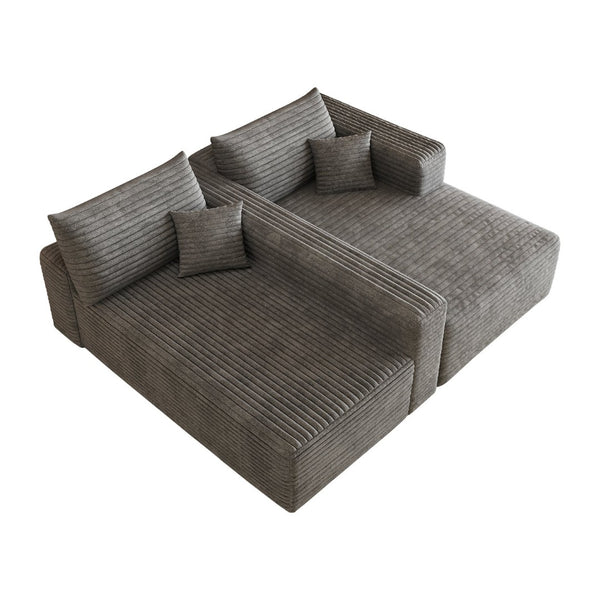 English Elm 103 Inch Cloud Sectional L Shaped Sofa Plush Corduroy Deep Seat Minimalist Lounge W2824P515745