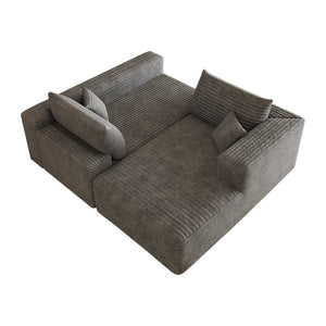 English Elm 103 Inch Cloud Sectional L Shaped Sofa Plush Corduroy Deep Seat Minimalist Lounge W2824P515745