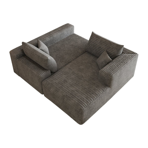 English Elm 103 Inch Cloud Sectional L Shaped Sofa Plush Corduroy Deep Seat Minimalist Lounge W2824P515745